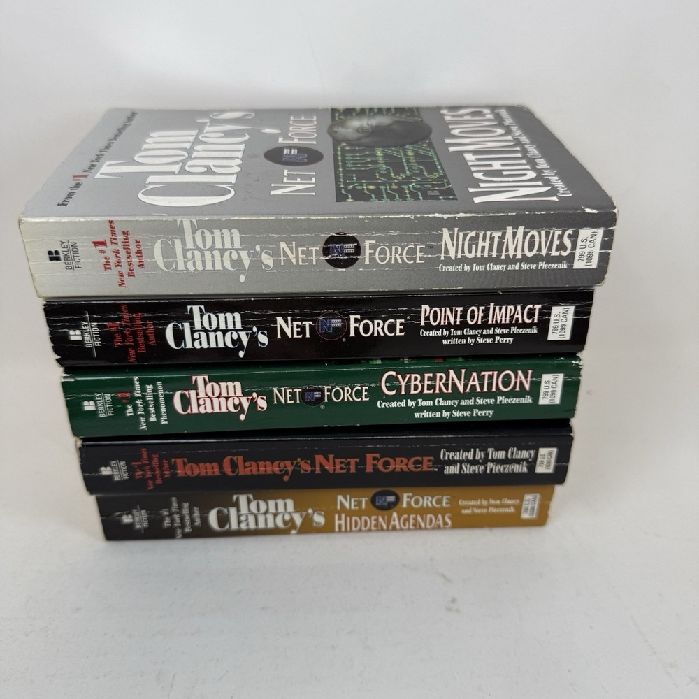 Tom Clancy Paperback Books Lot Net Force Lot Of 5 - Night Moves Cybernation +